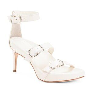 BERNARDO 1946 Made In Brazil Leather Castel Three Strap Heels